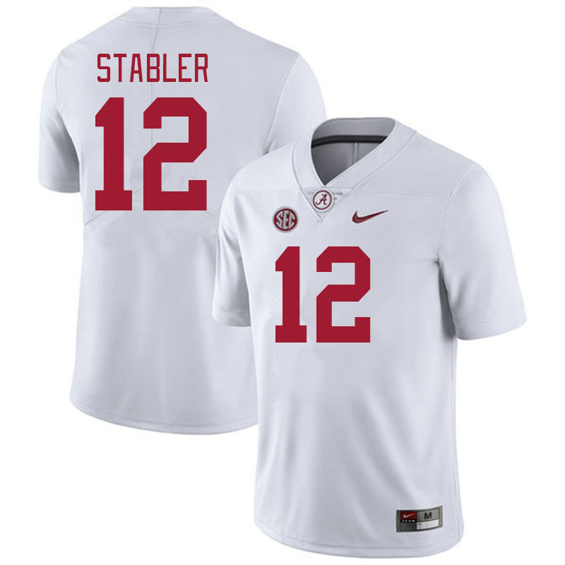 #12 Ken Stabler Alabama Crimson Tide Jerseys Football Stitched-White